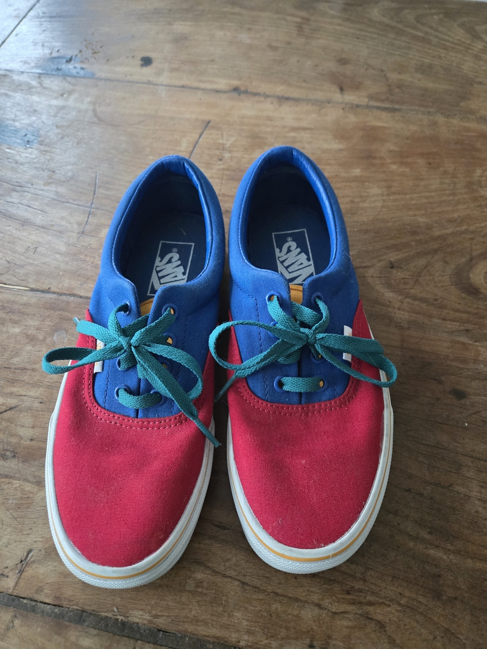 Vans Two-Tone Red & Blue Canvas Sneakers